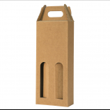 Pudełka Kartonowe na 2 butelki NALEWKI z uchwytem i oknami, 50/50/260 mm, 4-warstwowy prążkowany brąz, nr 432 4W