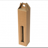 Pudełka Kartonowe na 1 butelkę NALEWKI z uchwytem i oknem, 63/63/320 mm, 4-warstwowy prążkowany brąz, nr 524 4W