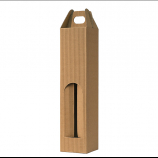 Pudełka Kartonowe  na 1 butelkę WINA z uchwytem i oknem, 77/77/335 mm, 4-warstwowy prążkowany brąz, nr 112 4W