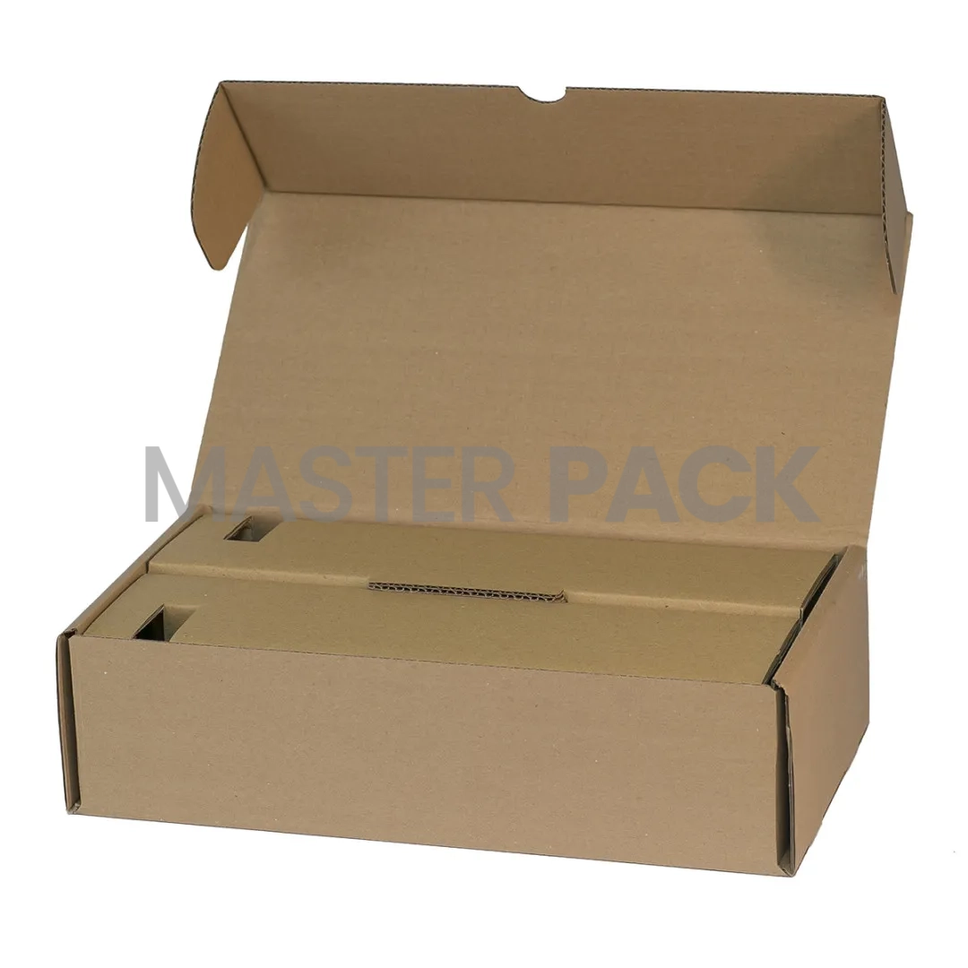 Produkt w kategorii: Opakowania na wino, nazwa produktu: Pudełko kartonowe wysyłkowe na 2 butelki WINA z wkładką ochronną rozmiar 2 x 80 x 80 x 295-340 mm Kod 425