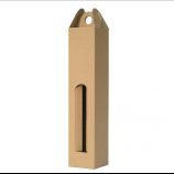 Pudełko kartonowe na 1 butelkę NALEWKI z uchwytem i oknem, 63/63/320 mm, 3-warstwowy brązowy gładki, nr 524
