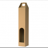 Pudełka Kartonowe na 1 wysoką butelkę WINA z uchwytem i oknem, 77/77/390 mm, 3-warstwowy brązowy gładki, nr 163