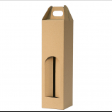Pudełka Kartonowe na 1 butelkę WINA musującego z uchwytem i oknem, 84/84/310 mm,  brązowy gładki, nr 516