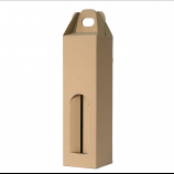 Pudełka Kartonowe na 1 butelkę SZAMPANA z uchwytem i oknem, 95/95/335 mm, brązowy gładki, nr 382