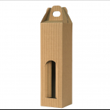 Pudełka Kartonowe na 1 butelkę SZAMPANA z uchwytem i oknem, 95/95/335 mm, 4-warstwowy prążkowany brąz , nr 382 4W